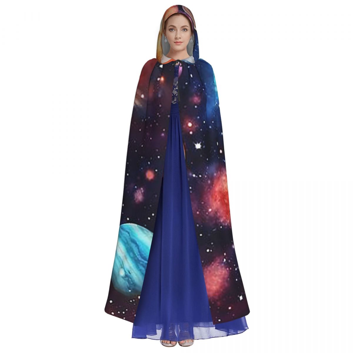 Sistema solar espaço planetas universo longo com capuz capa bruxa traje medieval cosplay capa halloweenparty adulto unisex