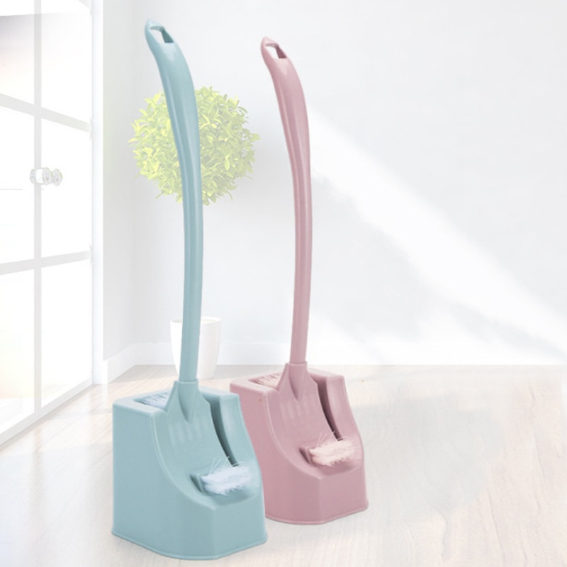 Lavatory Brush Toilet Brush & Holder Set Portable Toilet Brush Long Handle Bathroom Scrub Double Sided Cleaning Brush