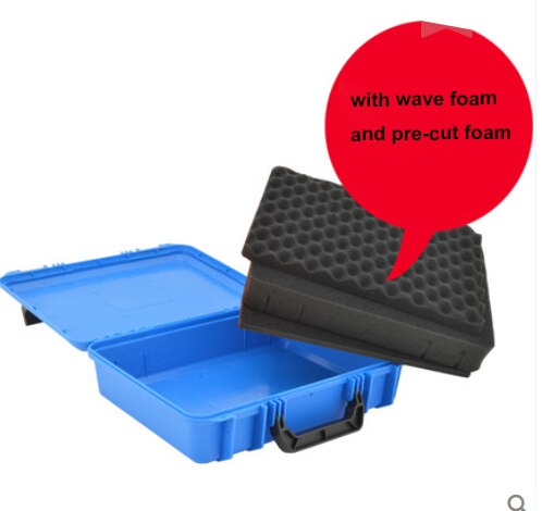 Plastic instrument equipment box hardware toolbox safety protection box portable storage box product packaging box with foam: blue with foam