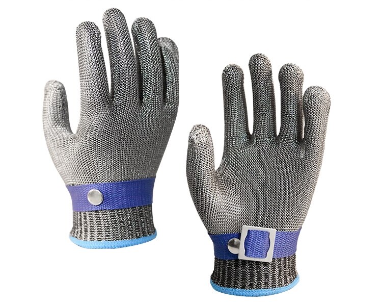 100% Rvs Butcher Beschermen Vlees Handschoen Anti-Snijden Staal Handschoenen Bescherming Grade 5 Handschoenen: S 22.5cm