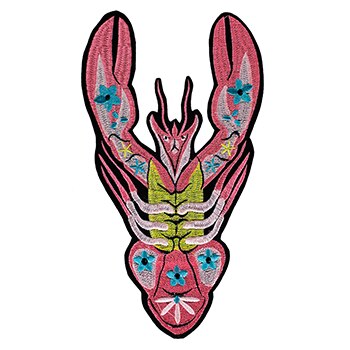 1 Juego de parches de animales de oveja de cabra Pelecanus, parche de pájaro de langosta bordado de flor de pez de amor, apliques, parches de planchado en camiseta, artesanía de ropa: 1275Lobster