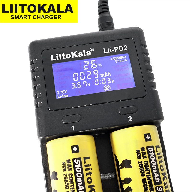 Liitokala Lii-PD2 Batterij Oplader Voor 18650 26650 21700 18350 Aa Aaa 3.7V/3.2V/1.2V Lithium Nimh Batterijen