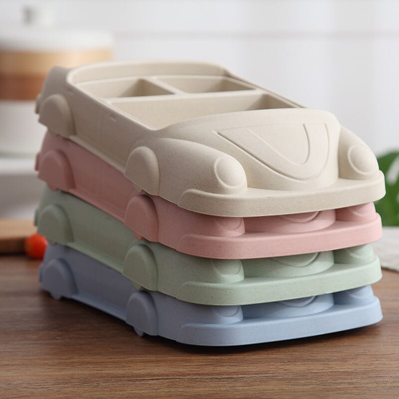 5 pcs/lot dessin animé mignon carré voiture Train avion bébé alimentation ensemble nourriture fruits plat plaque épaisse vaisselle Table plats pour enfants