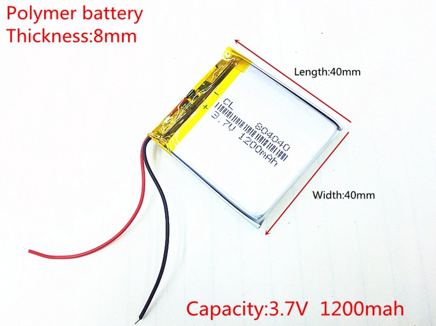 Batería de polímero de iones de litio para GPS,mp3,mp4,mp5,dvd,bluetooth, modelo de juguete móvil, 3,7 V,1200mAH,804040 PLIB