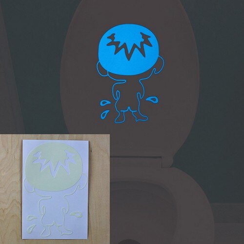 Funny Smile Bathroom Wall Stickers Glow in the Dark Toilet Sticker Home Decor Waterproof Wall Decals WC Door Decorative Poster: Pee BE