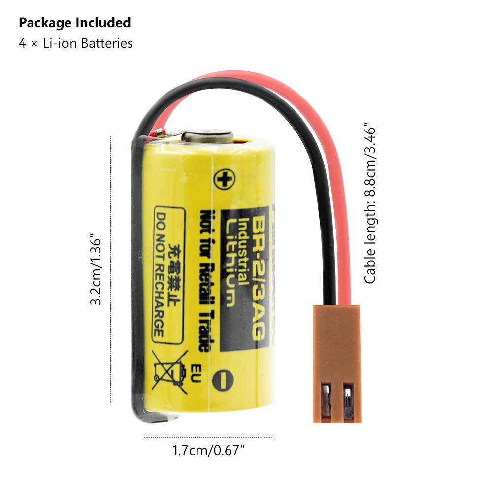 4 Stuks 3V Li-Ion Batterij 1200Mah BR-2/3A Backup Batterijen BR-2/3AG BR2/3AE2P CR17335 Voor Fanuc Cnc Systeem Industriële Gebruik