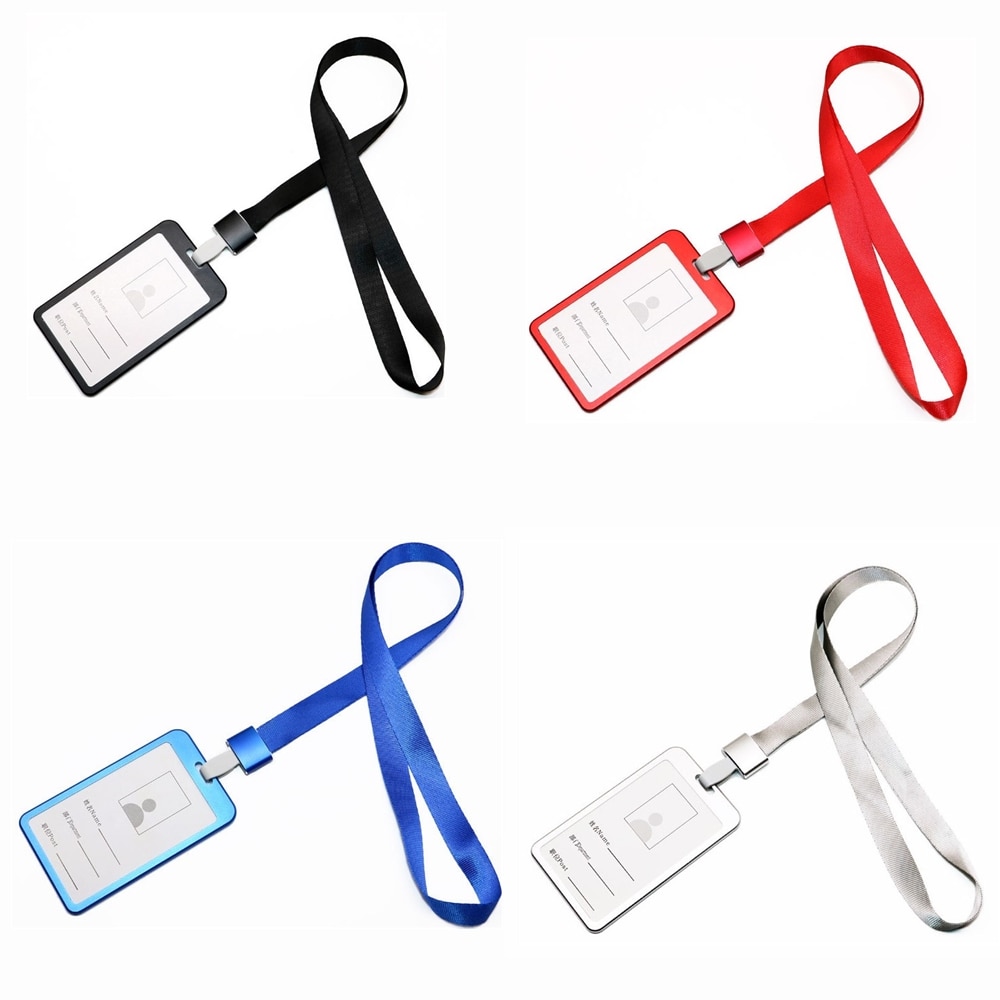 Lanyard Card Holders Aluminum Alloy Work Pass Card Cover Employee Exhibition Card Neck Badge Holder