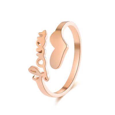 Bague de mariage Simple en acier et titane, anneau de , Simple, cœur d'amour, pour filles, femmes, , or Rose, Super fin,