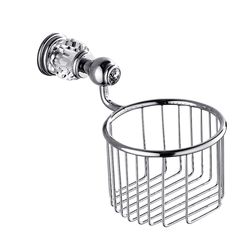 Silver polerad badrumsutrustning set solid mässing handduk ring väggmonterad hårtork hållare med kristall badrumstillbehör: Pappersnät