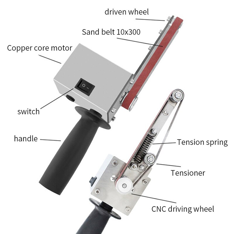 Electric Belt Sander Machine Angle Grinder Mini DIY Electric Sanding Polishing Machine Tools 330x10MM Abrasive Belts