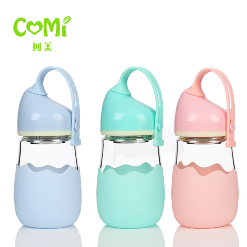 280 ML Cartoon Leuke Meisje Water Fles Met Touw Draagbare Outdoor Vrouwen Glas Drinken Flessen Isolatie Cover