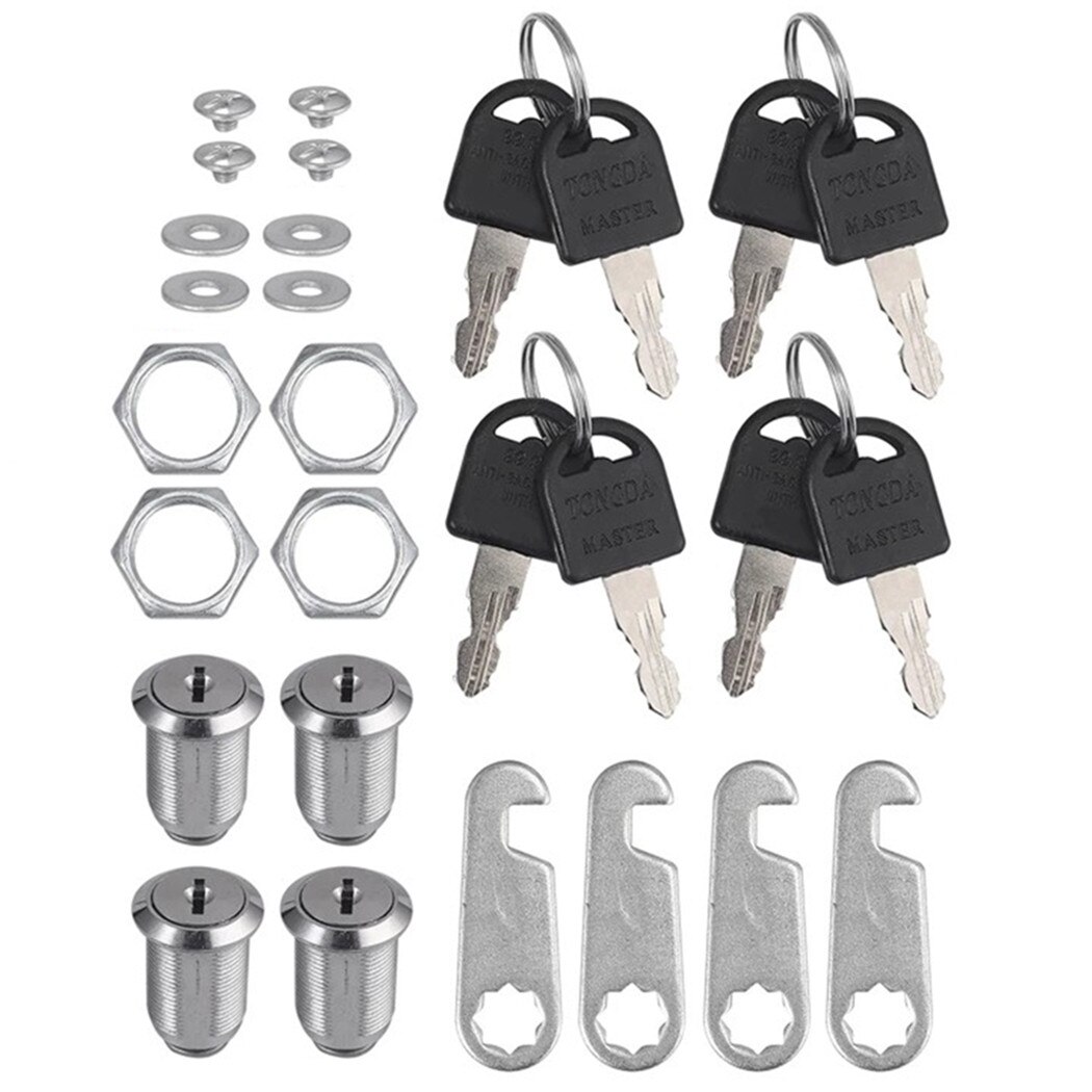 16/20/25/30mm Latch Cam Lock Door Barrel 90 Degree With 2 Key 8mm Hole Suitable For Filing Cabinet Locker Drawers