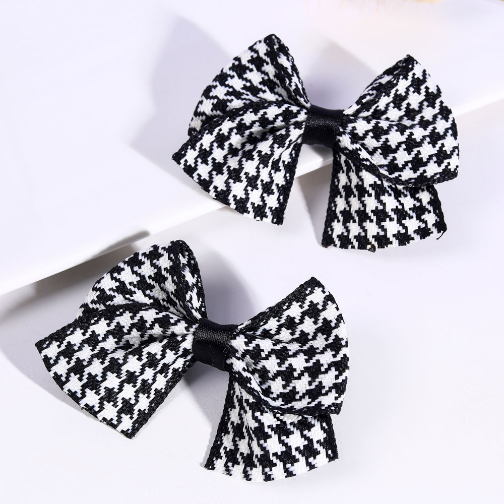 Pinza para el pelo con lazo de punto para niña, pasadores de horquilla con lazo clásico en blanco y negro, 2 piezas, accesorios para el cabello: YELLOW