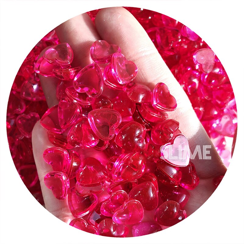 Boxi Slime kit Additives Charms Heart Fishbowl Beads Supplies Sprinkles Filler DIY Accessories For Fluffy Cloud Crunchy Slime: Rose Red