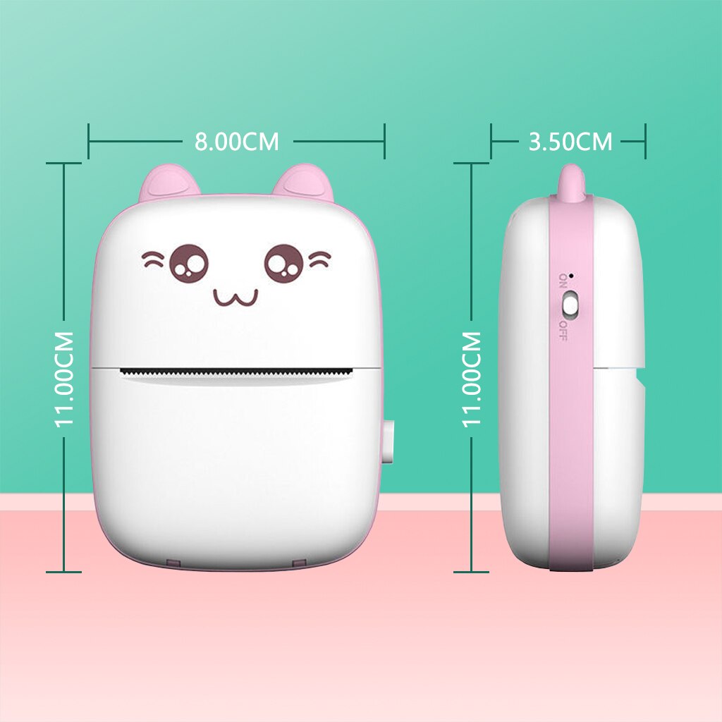 Portable Thermal Printer Paper Photo Pocket Cat Thermal Printer 57mm Printing Wireless Bluetooth Android IOS Printers For Child
