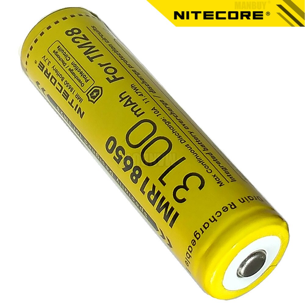2022 nitecore IMR18650 3100mAh 10A 3.6V Li-ion Protected Rechargeable Battery Button Top High Performace for TM28 C1 Flashlights