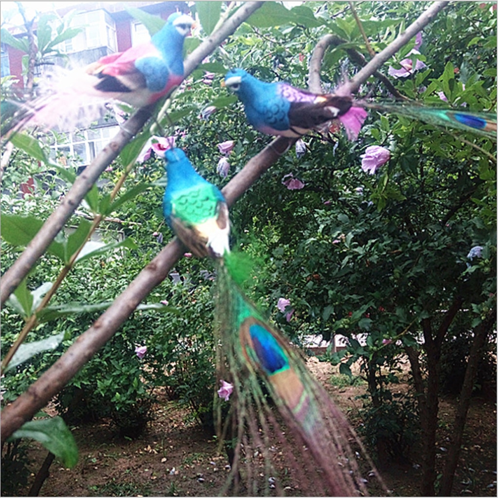 Ręcznie robione małe sztuczne pawie pianki ptaki ornament kryty roślina na zewnątrz wystrój kreatywny prezent