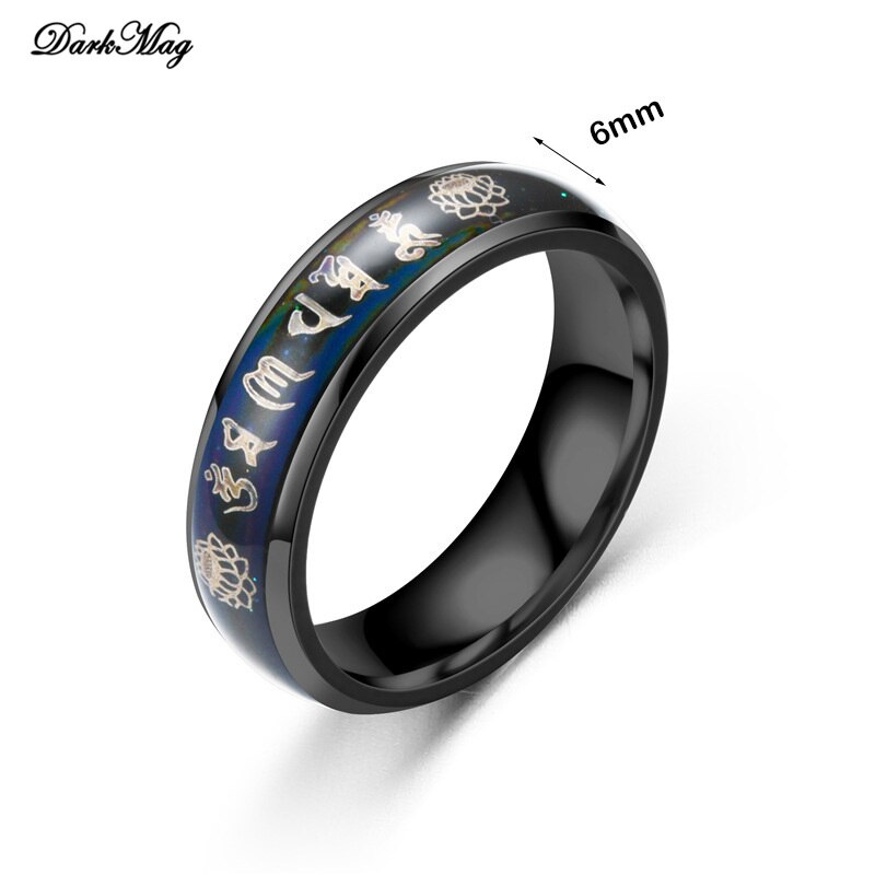 DarkMag Vintage 316L Stainless Steel Ring for Men And Women Power Lucky "Om Mani Padme Hum" Sanskrit Buddhist Mantra Ring