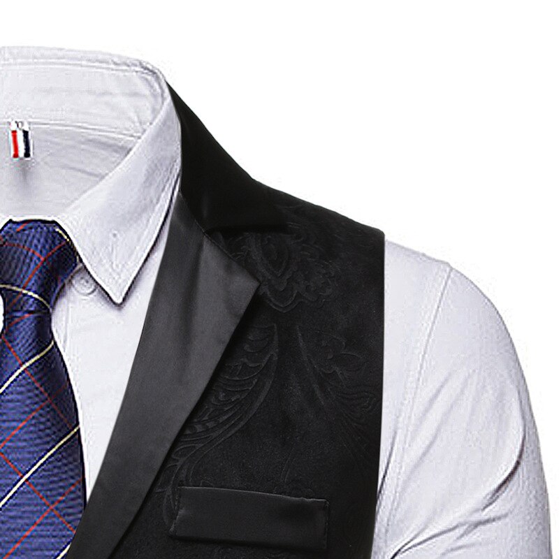 Chaleco de traje de botonadura única para hombre, ropa ajustada con cuello vuelto, para boda, y negocios, Otoño, , 2022