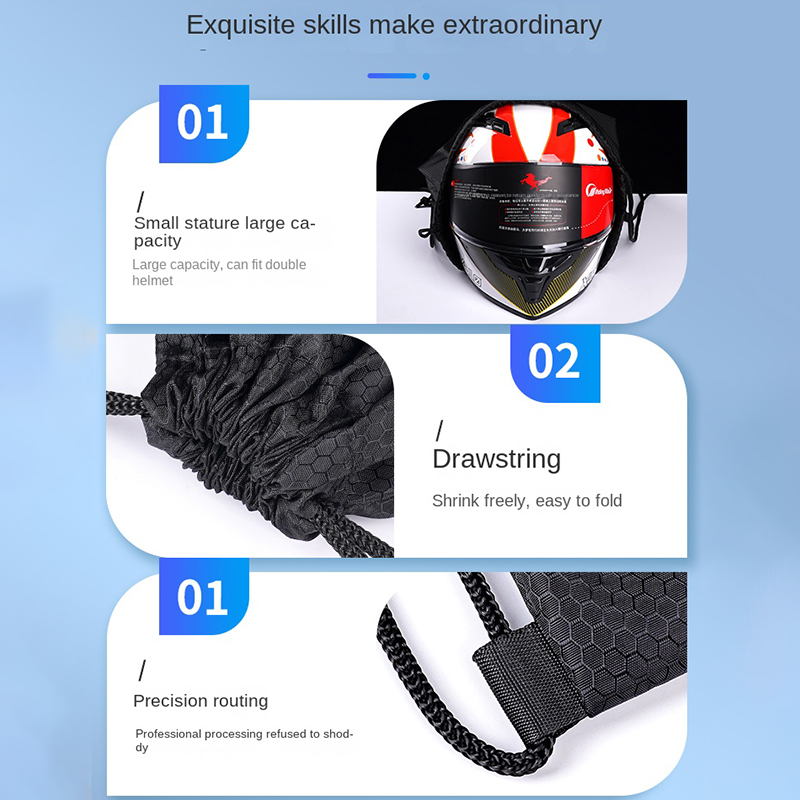 Bolsa de casco a prueba de lluvia, mochila con bolsillo de dibujo para motocicleta, Scooter, ciclomotor, bicicleta, media tapa completa, bolsa de almacenamiento protectora