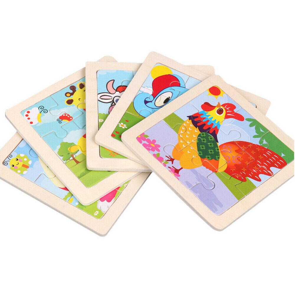 17 Styles Animals Wooden Puzzle Development Learning Color Shape Toddler Baby Educational Toy Puzzle Cartoon Jigsaw puzzle