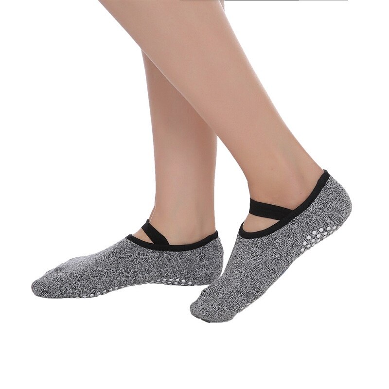 3 paar/partij dames antislip yogasokken zachte snel drogende katoenen sokken antislip dempende bandage pilates ballet gym fitness sokken: Grijs