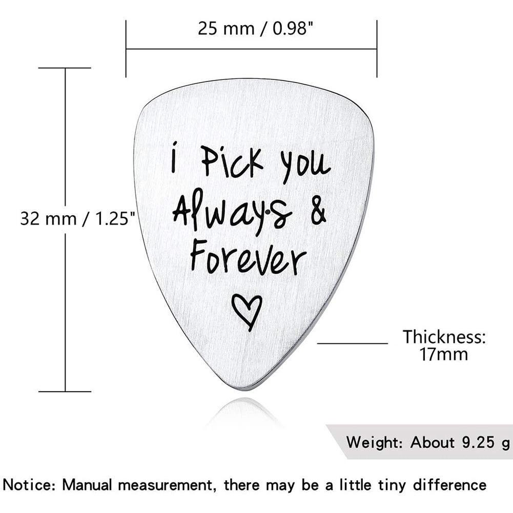 Titanium Steel Carved Guitar Pick I Pick You Always &amp; Forever Letter Engraved Ukulele Pick Musical Instrument Accessory