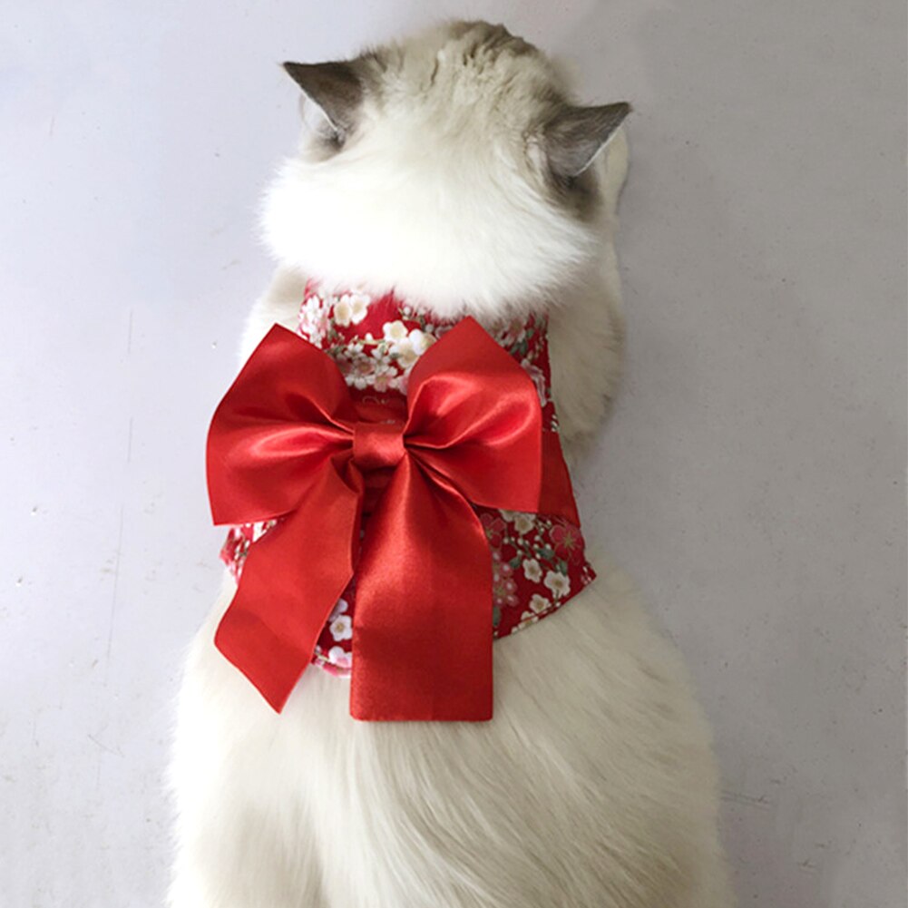 Daily Cat Harness Printed Pet Clothes With Traction Rope Party Kitten Outdoor Walking Japanese Style Soft Apparel Travel