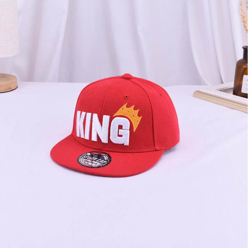 Doitbest låve baseball lokk hofte hopp 2 til 8 år gammel konge brev broderi låve sol lue takrenne jenter caps snapback hattemaker: Rød
