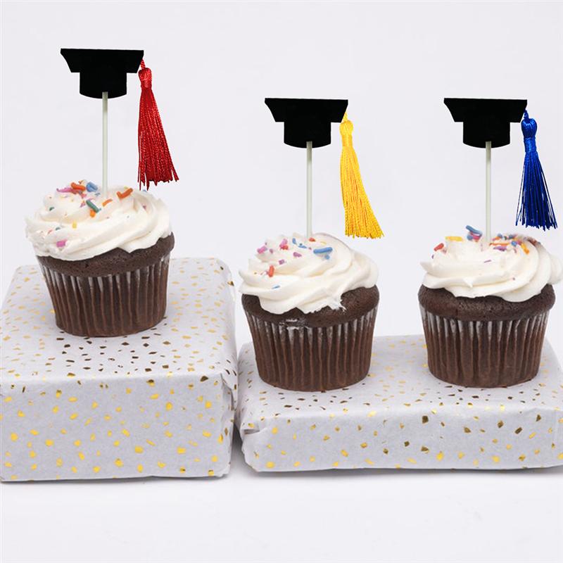 12pcs Graduation Hat Cake Topper Decoration Graduation Hat Cupcake Topper
