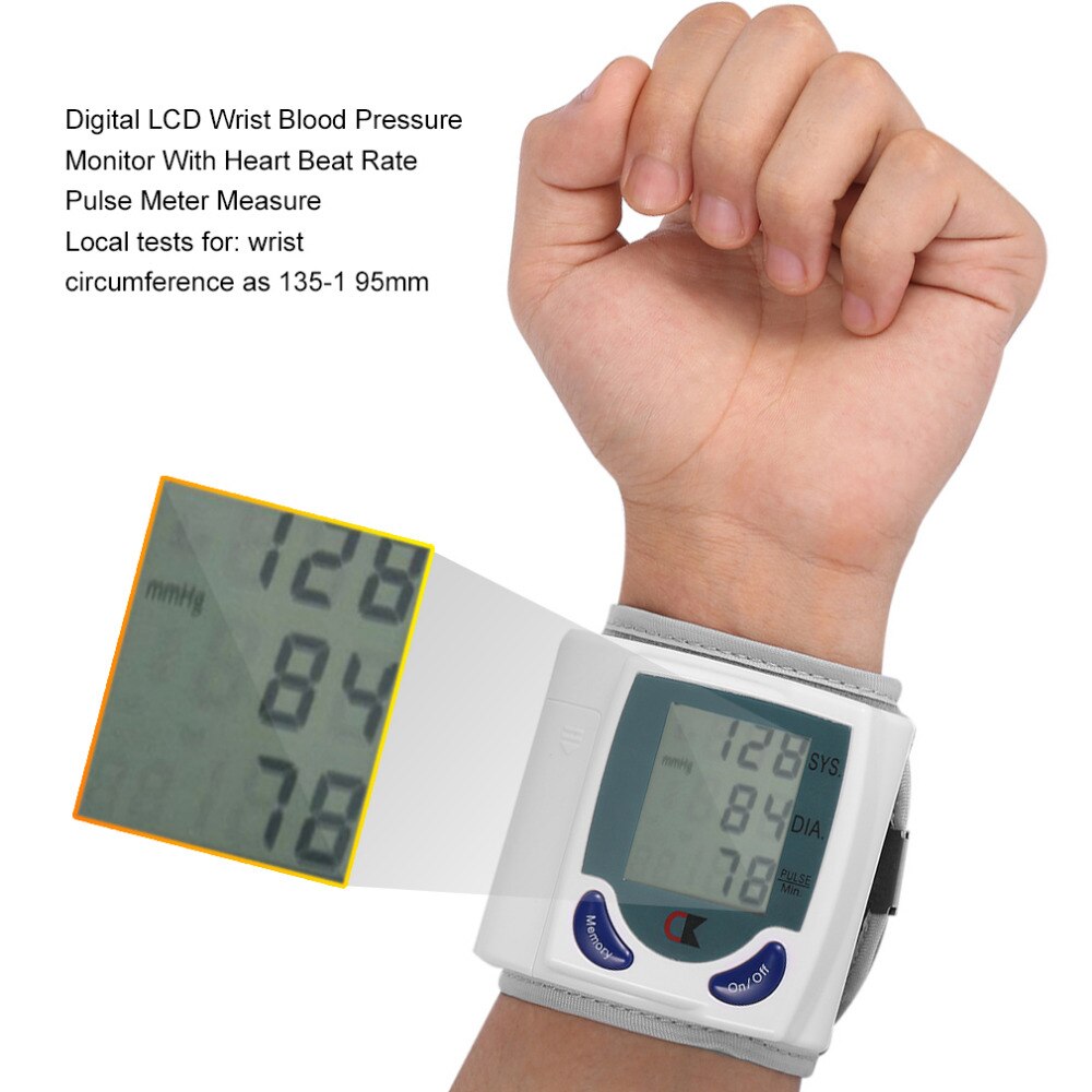 ACEHE Digital LCD Wrist Blood Pressure Monitors Meter Health Care Heart Beat Rate Pulse Measure Tonometer Sphygmomanometers