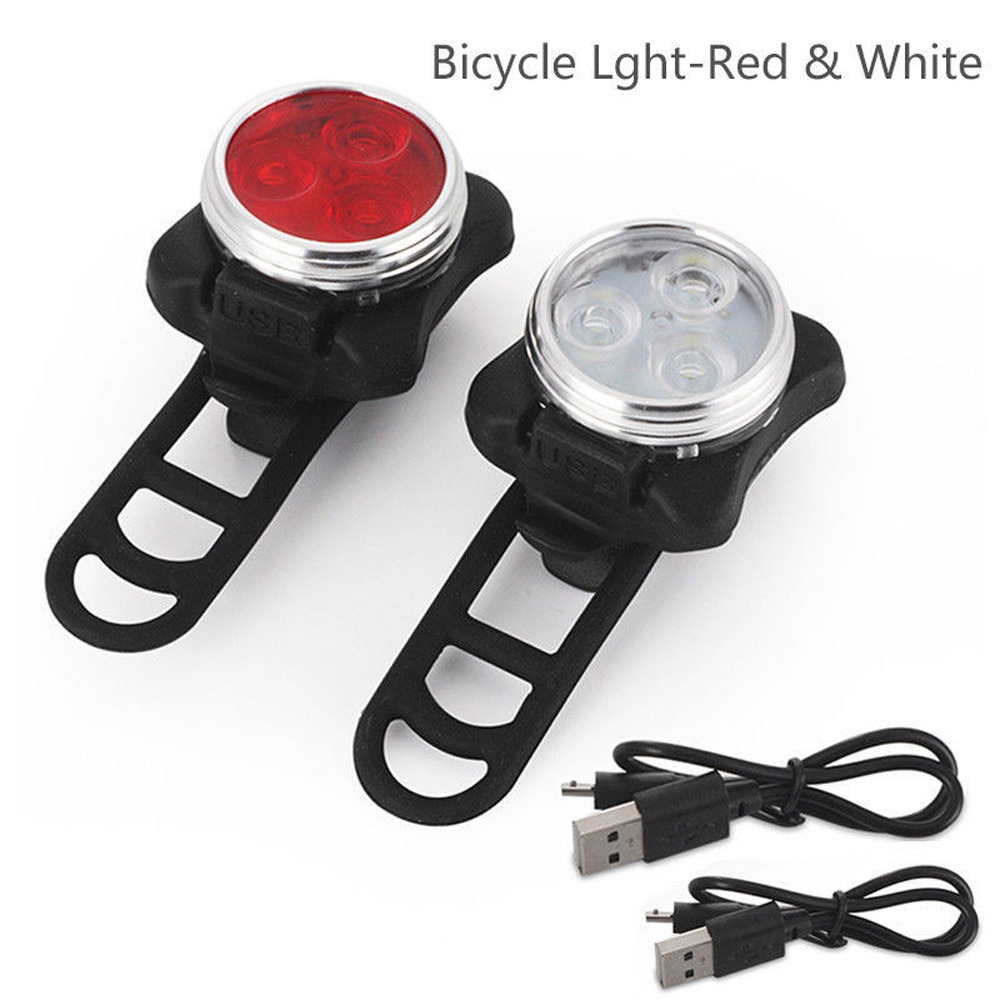 Lumineux vélo vélo vélo 3 LED tête avant lumière 4 modes USB Rechargeable queue pince lumière lampe étanche fietsverlichting #20