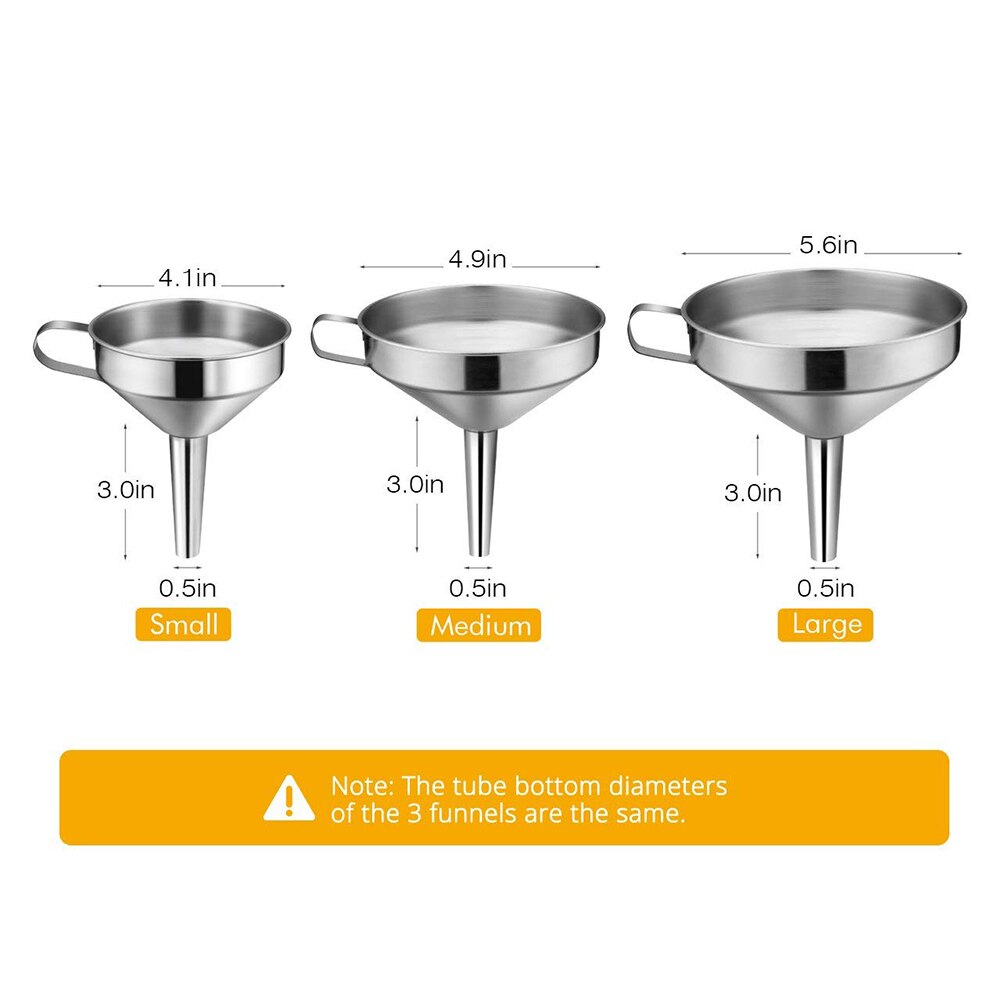 10cm 12cm 14cm Stainless Steel Funnels Wide Mouth Wine Oil Honey Funnel Detachable Strainer Kitchen Wine Liquids Filter Tools