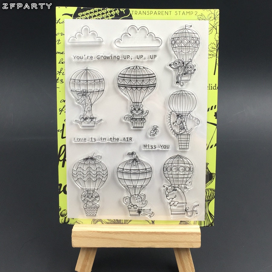 ZFPARTY Leuke Dieren Transparant Clear Siliconen Stempel voor DIY scrapbooking/Card Making/Kid Fun Decoratie Luchtballon
