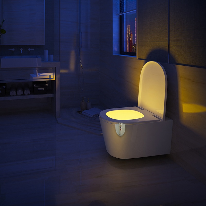 PIR Motion Activated UV Sterilization Features Toilet Light Inside WC Bowl Night Light Novelty LED Light Up 8 Colors Lamp