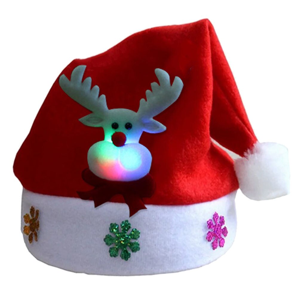 Joyeux noël adulte enfant lumière LED casquette père noël bonhomme de neige Elk chapeau de noël