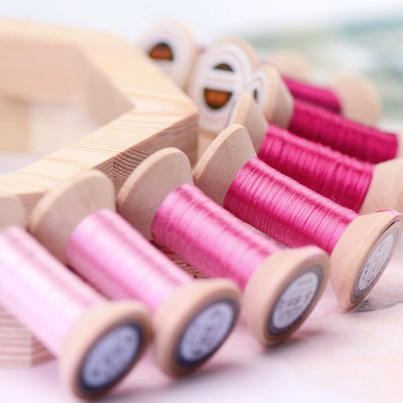 20 meters each spool Silk thread spool embroidery DIY handmade embroidery thread charming pink