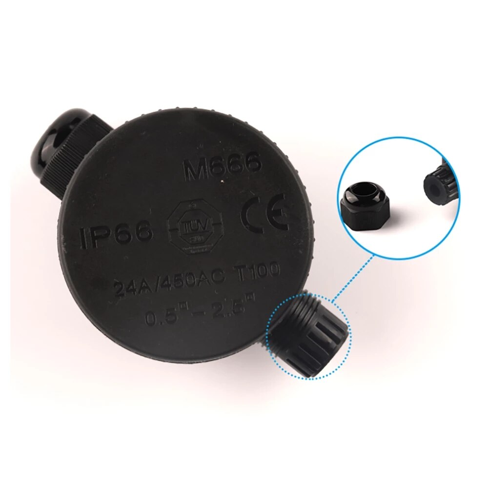 2 Way Electrical Outdoor Waterproof IP66 Electrical Cable Wire Connector Round Junction Box With Terminal Light Accessories