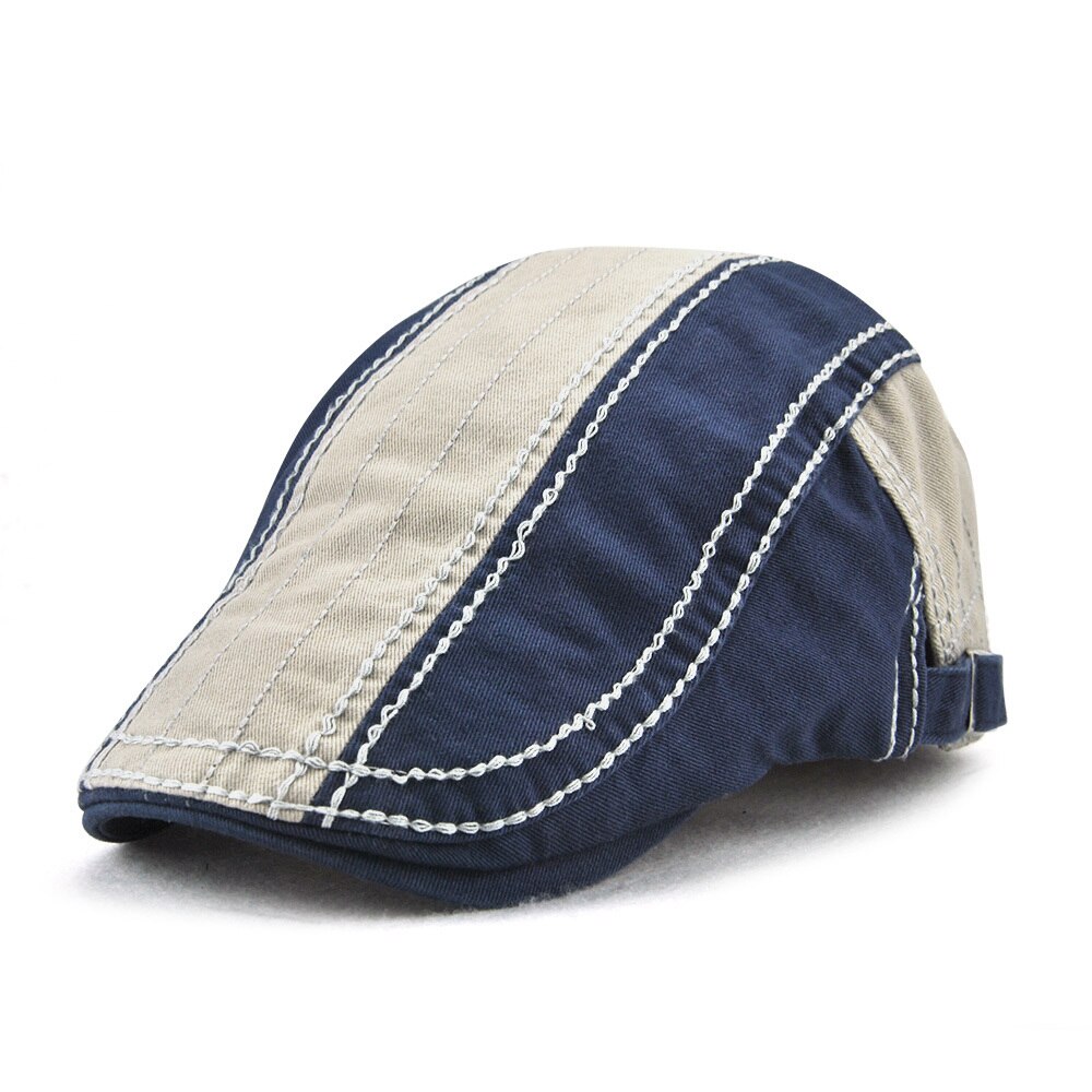 Jammont-Boina Retro con visera para hombre, gorro plano con visera de hiedra, de algodón suave, estilo Newsboy: Navy Blue