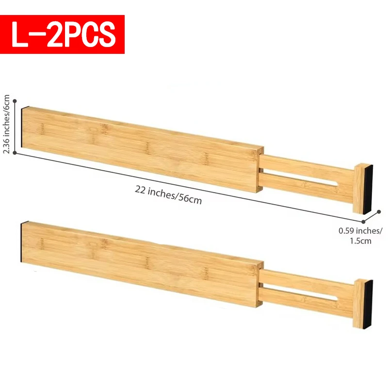 1/2/4Pcs Bamboo Drawer Dividers Organizers Adjustable Expandable Loaded Drawer Separators for Kitchen Bedroom Dresser Organizer: Gold