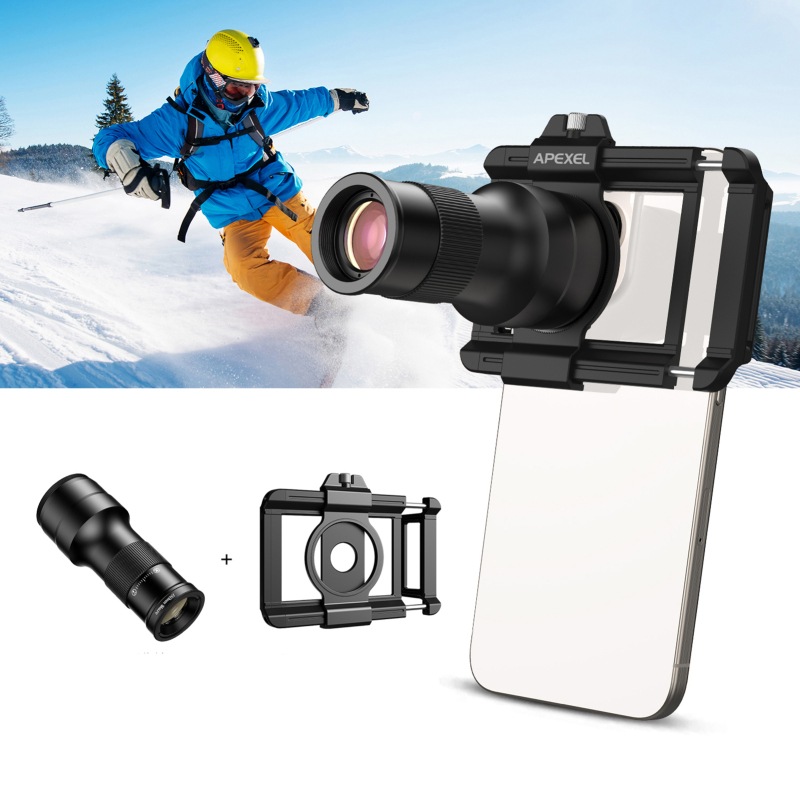 APEXEL teleobjetivo 2 en 1, lente Macro de observación, cabezal de telescopio 6x, accesorios para lentes de teléfono móvil para fotografía ultraligera