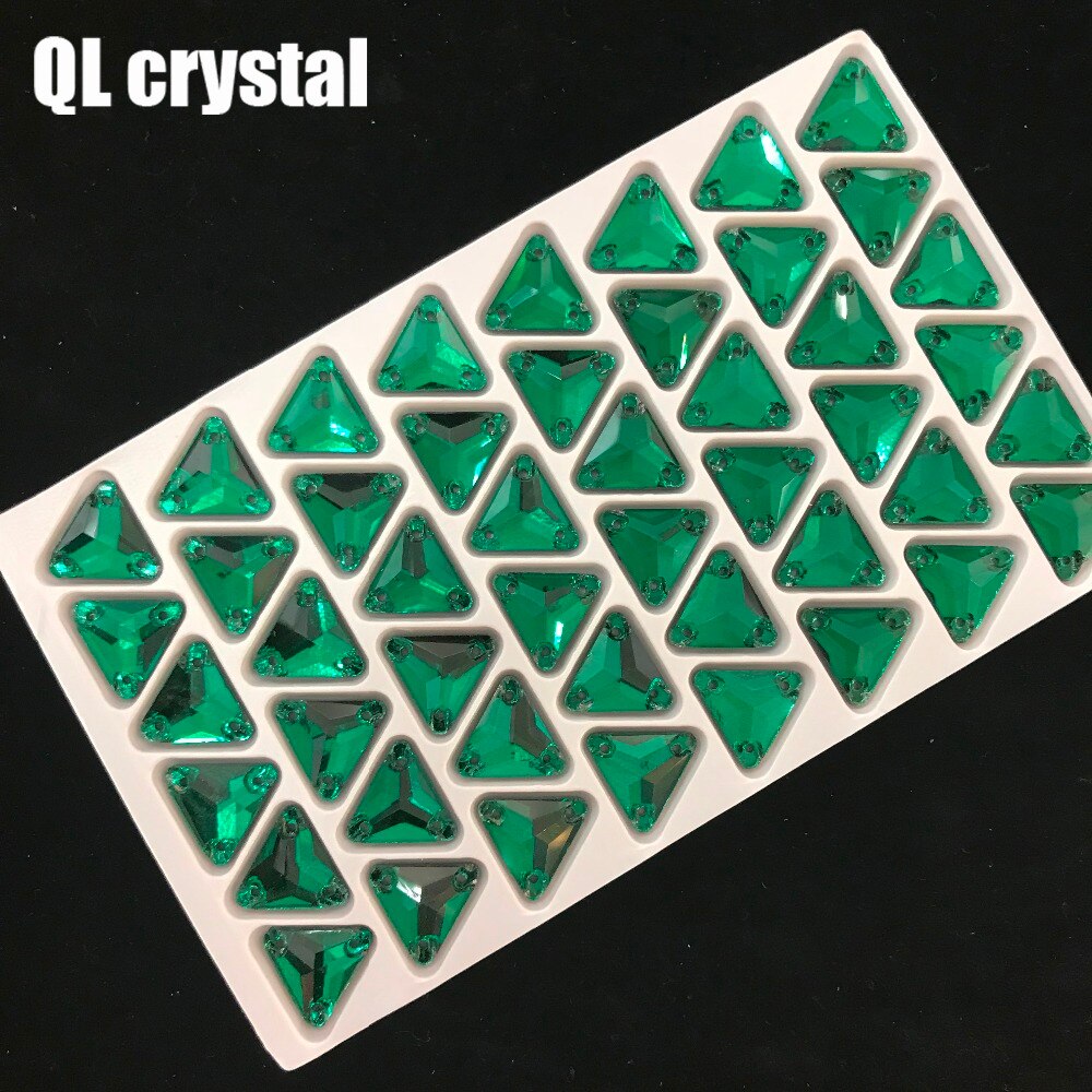 QL Crystal malachietgroen tri-angle naai kristal voor trouwjurk kleding shose zakken kledingstuk decoratie