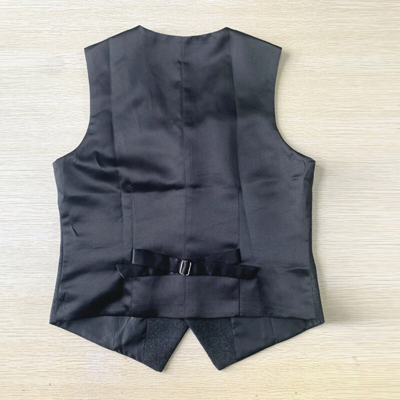 Chaleco gris para hombre, ropa informal de satén con solapa mezclada de lana a rayas a cuadros, sin corbata