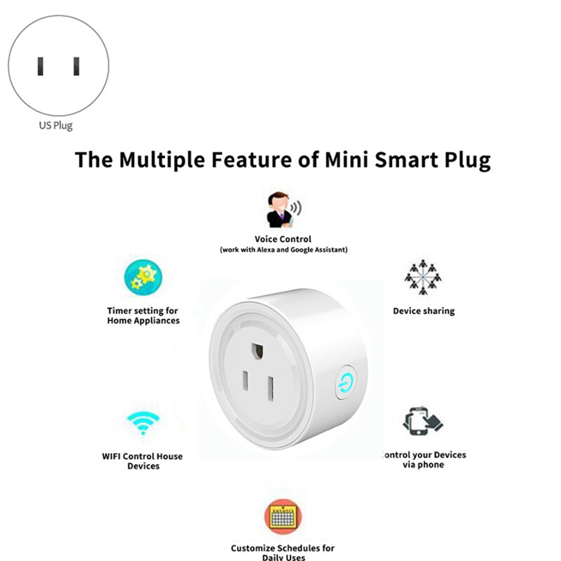 Smart us plug wifi-udtag fungerer med alexa, google home, med fjernbetjenings timerfunktion, ce&fcc&rohs certificeret ,3 pack