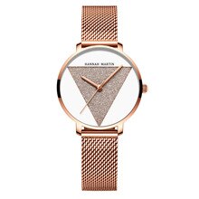 Reloj HM-1332 de acero inoxidable con correa de malla para mujer, cronógrafo de estilo japonés, resistente al agua