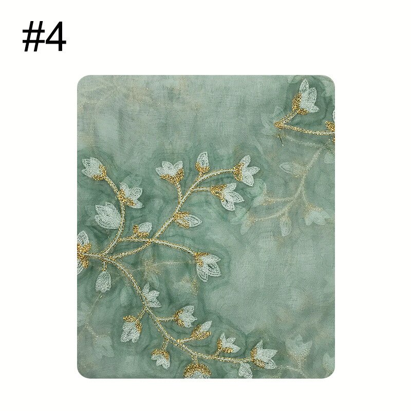 Dianruo nyeste kvinder sommer tyndt åndbart tørklæde solid broderet tørklæde blød chiffon hijab damer wrap sjal tørklæde  r164: Myntegrøn