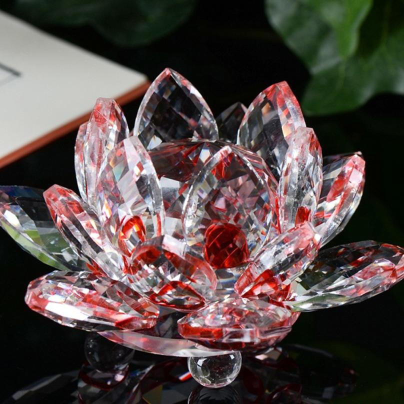 Kristallen lotus, kristallen lotusbloemstenen, Feng Shui bol kristallen bloemen, ambachtelijke huisdecoratie, voor bruiloft souvenirs (blauw 80 mm