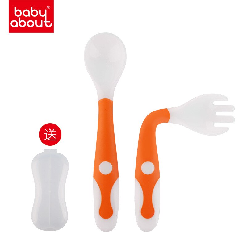 Children's tableware curved spoon and fork set baby eating fork and spoon crooked spoon exercise knife set spoon: 4