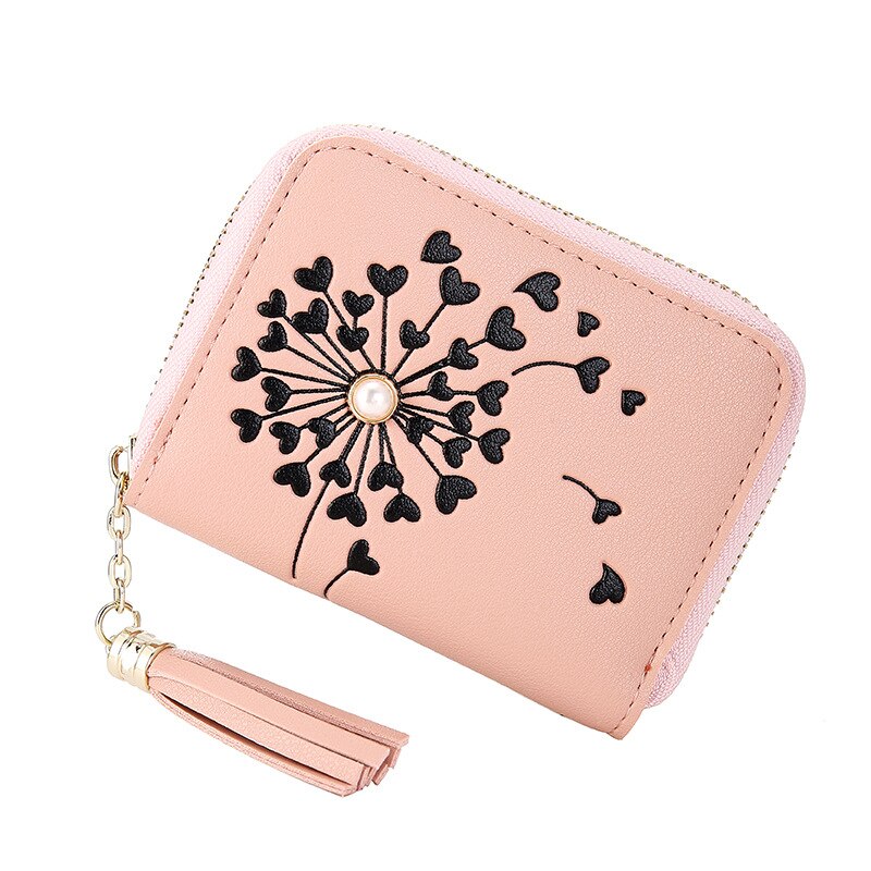 Koreaanse Eenvoudige Pu Leer Rits Multi Card Mini Korte Vrouwen Purse Tassel Gedrukt Purse Vrouwen Clutch tas