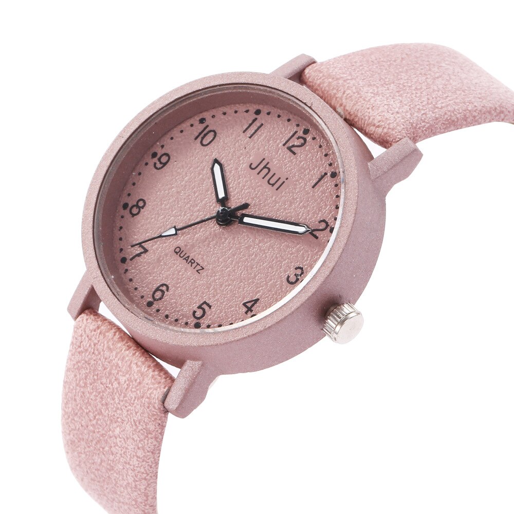 Dameshorloges minimalisme armbandhorloge vrouw relogio leer strass analoog quartzhorloge damesklok montre femme: Roze